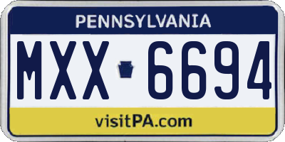 PA license plate MXX6694