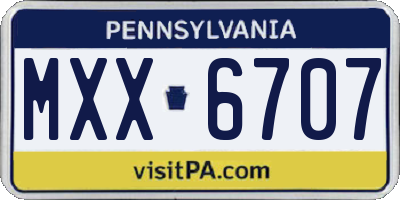 PA license plate MXX6707