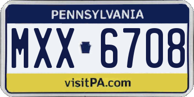 PA license plate MXX6708