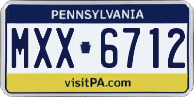 PA license plate MXX6712
