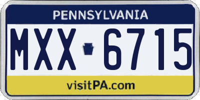 PA license plate MXX6715