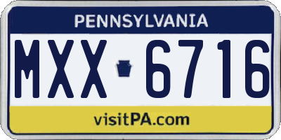 PA license plate MXX6716