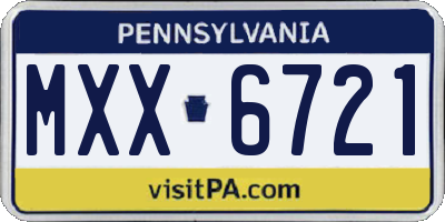 PA license plate MXX6721