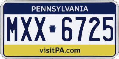 PA license plate MXX6725