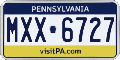 PA license plate MXX6727