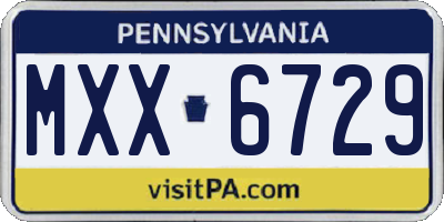 PA license plate MXX6729