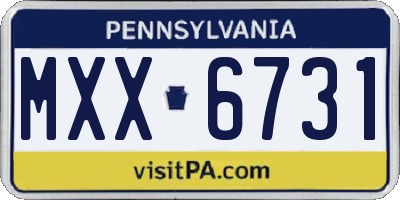 PA license plate MXX6731