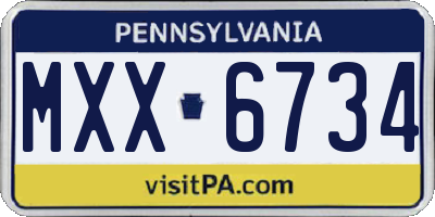 PA license plate MXX6734
