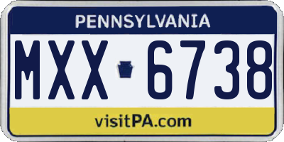 PA license plate MXX6738