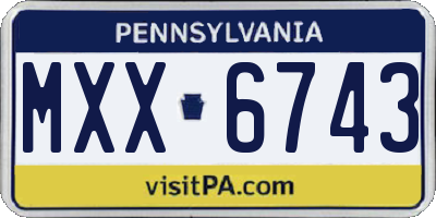 PA license plate MXX6743