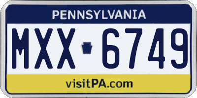 PA license plate MXX6749