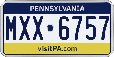 PA license plate MXX6757