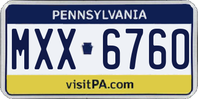 PA license plate MXX6760