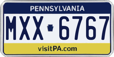 PA license plate MXX6767