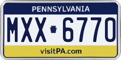 PA license plate MXX6770
