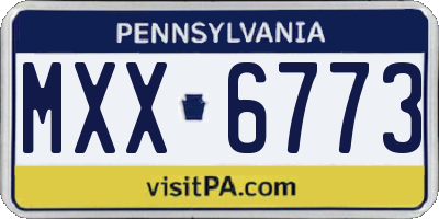 PA license plate MXX6773