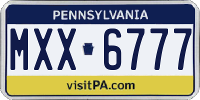 PA license plate MXX6777