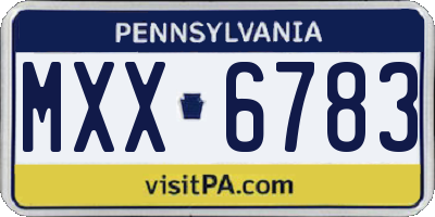 PA license plate MXX6783
