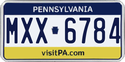 PA license plate MXX6784