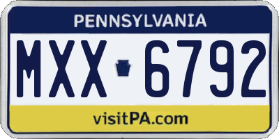 PA license plate MXX6792
