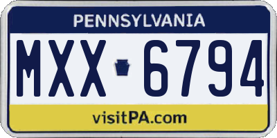 PA license plate MXX6794