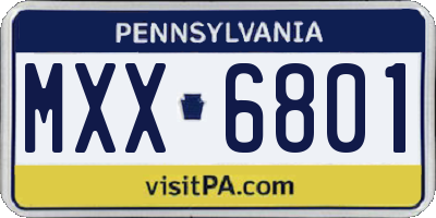 PA license plate MXX6801
