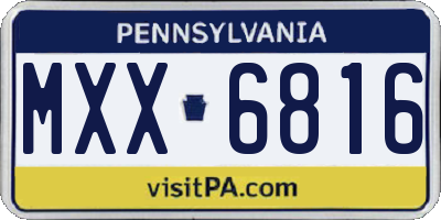 PA license plate MXX6816