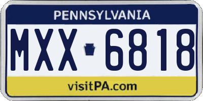 PA license plate MXX6818