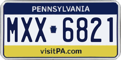PA license plate MXX6821