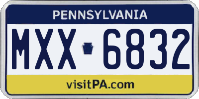 PA license plate MXX6832