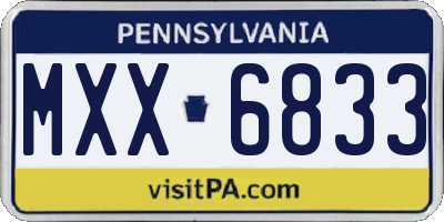 PA license plate MXX6833