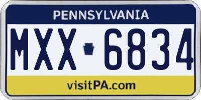 PA license plate MXX6834