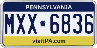 PA license plate MXX6836