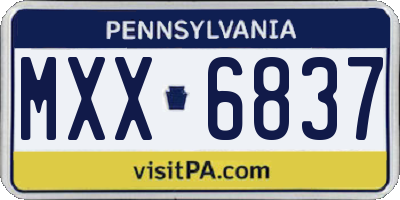 PA license plate MXX6837