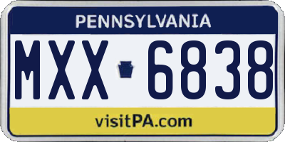PA license plate MXX6838