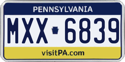 PA license plate MXX6839