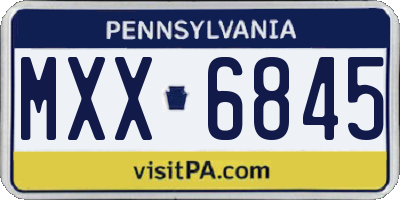 PA license plate MXX6845