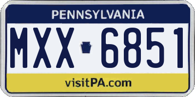 PA license plate MXX6851