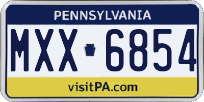 PA license plate MXX6854