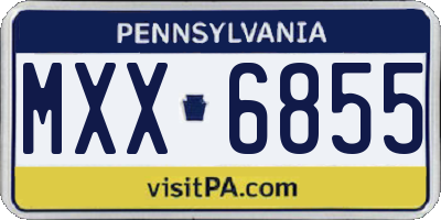 PA license plate MXX6855