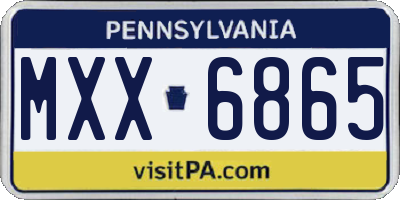 PA license plate MXX6865