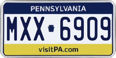 PA license plate MXX6909
