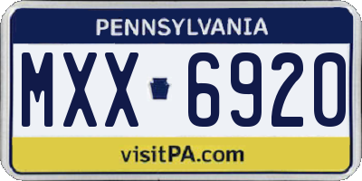 PA license plate MXX6920
