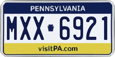 PA license plate MXX6921