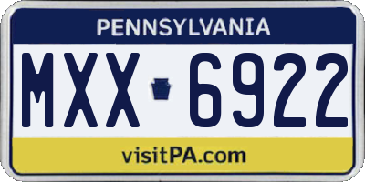 PA license plate MXX6922