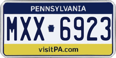 PA license plate MXX6923