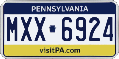 PA license plate MXX6924