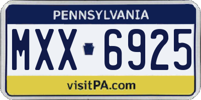 PA license plate MXX6925