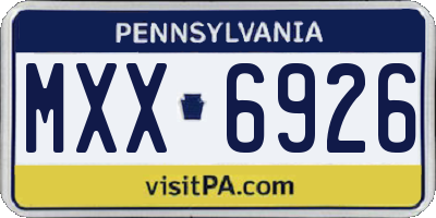 PA license plate MXX6926