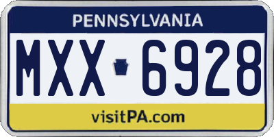 PA license plate MXX6928